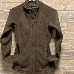 The north face zip up brown jacket extra small